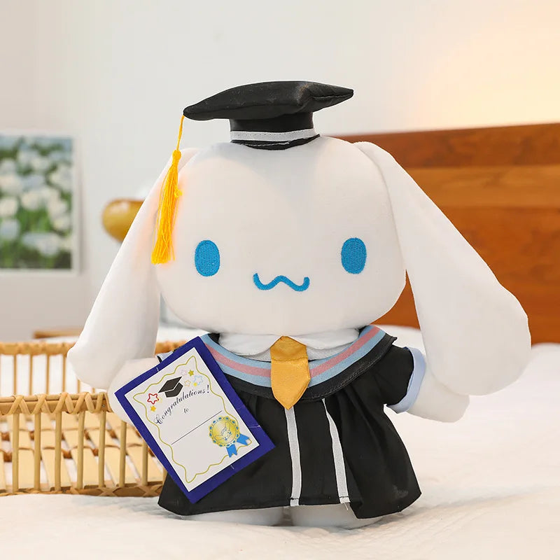 Sanrio Anime Plush 35Cm Cinnamoroll My Melody Kuromi Hello Kitty Graduation Plushie Doll Kawaii Soft Stuffed Graduation Gifts
