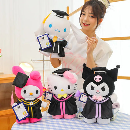 Sanrio Anime Plush 35Cm Cinnamoroll My Melody Kuromi Hello Kitty Graduation Plushie Doll Kawaii Soft Stuffed Graduation Gifts