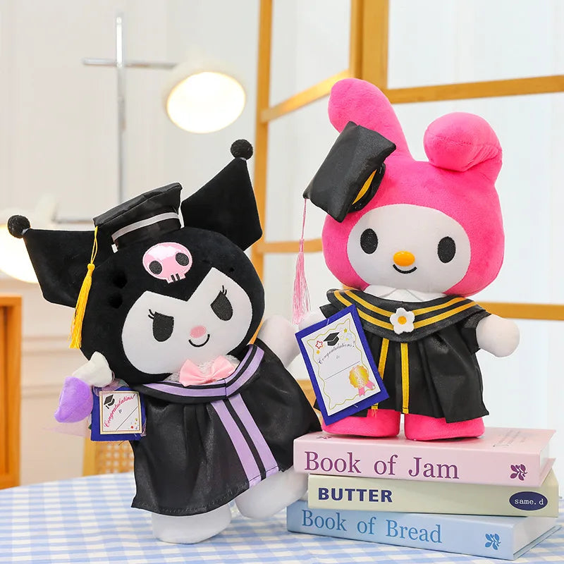 Sanrio Anime Plush 35Cm Cinnamoroll My Melody Kuromi Hello Kitty Graduation Plushie Doll Kawaii Soft Stuffed Graduation Gifts