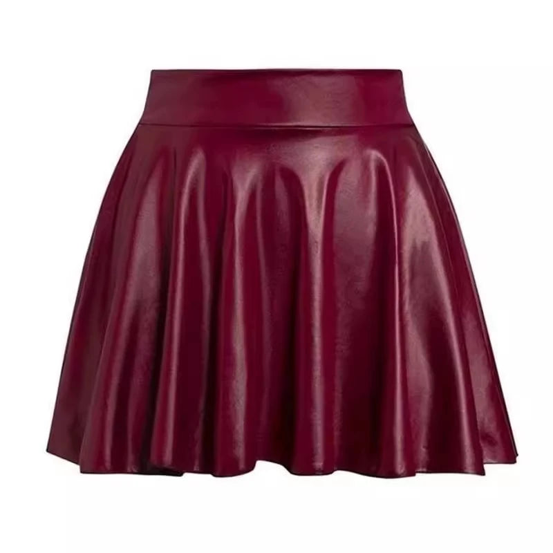 Multipurpose Elastic Mini Short Skirt Women Faux Leather Skirts High Waist for Skater Work Nightclub
