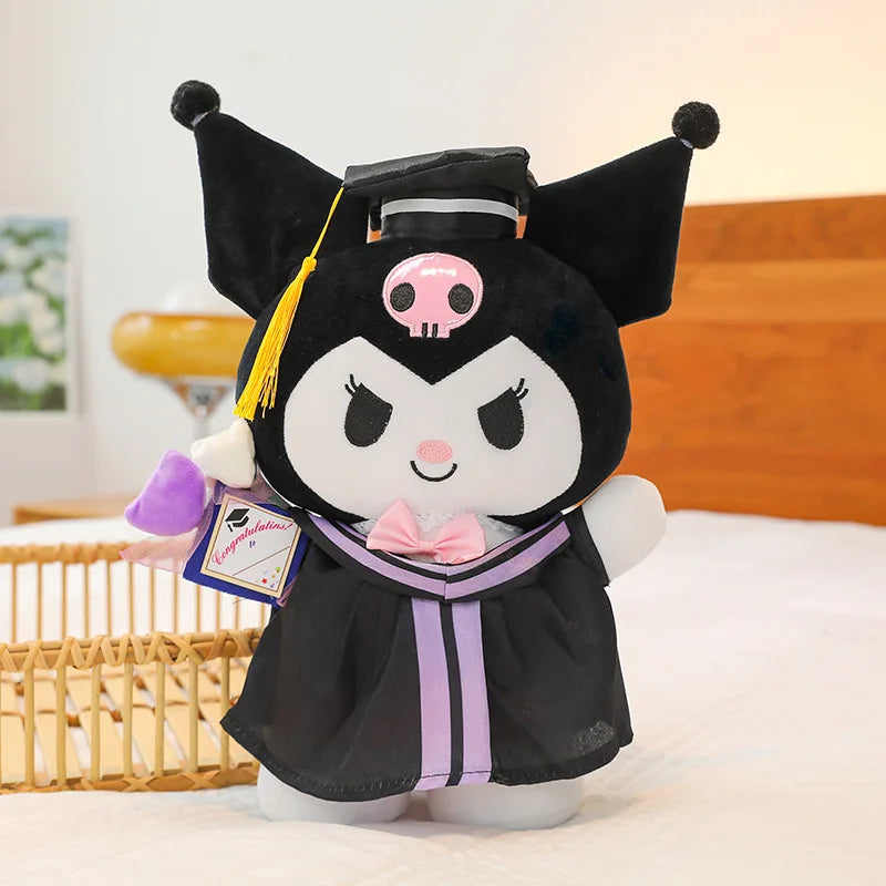 Sanrio Anime Plush 35Cm Cinnamoroll My Melody Kuromi Hello Kitty Graduation Plushie Doll Kawaii Soft Stuffed Graduation Gifts