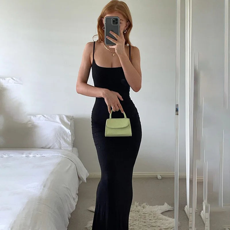 New Dresses 2025 Woman Fashion Summer Solid Colour Sexy Slim Camisole Skirts