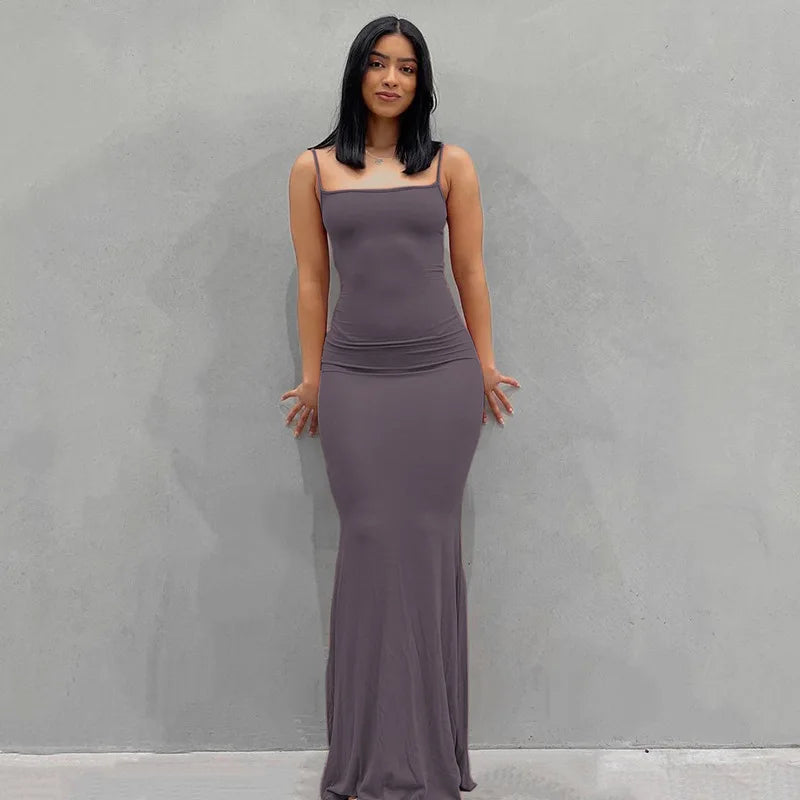 New Dresses 2025 Woman Fashion Summer Solid Colour Sexy Slim Camisole Skirts