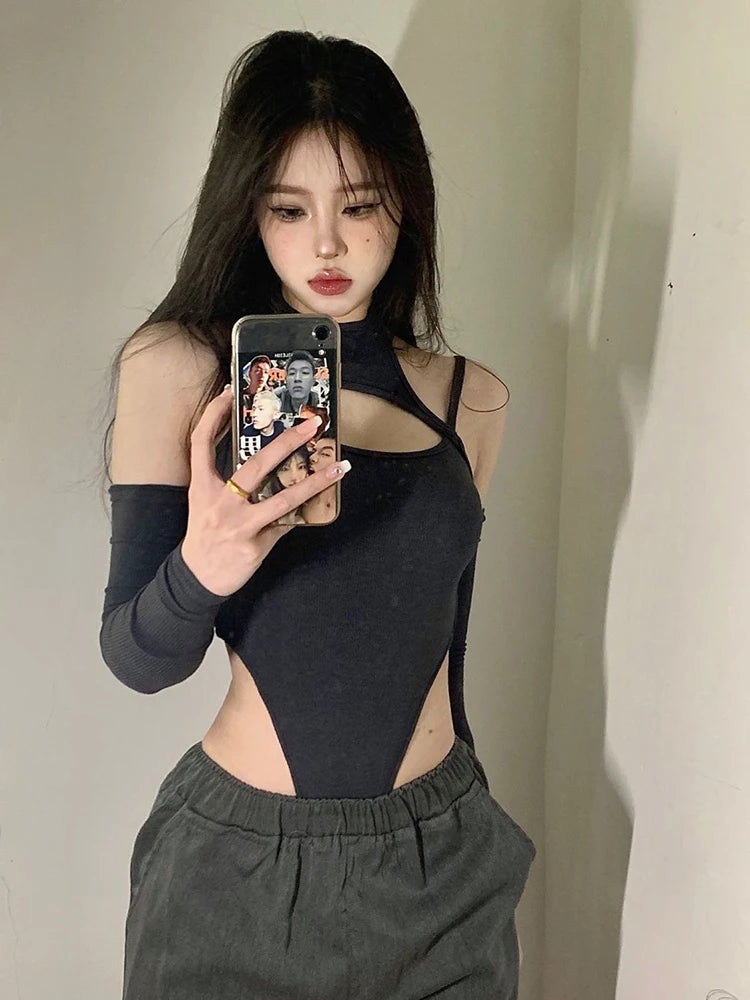 Y2K Sexy Camisole Women'S Backless Hollow Out Irregular Bodysuits Top Summer New Fashion Solid Color Shirt Body Tops Jumpsuit