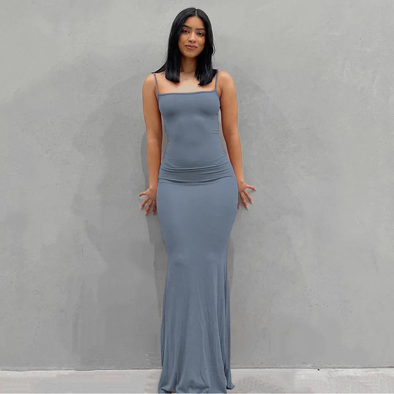 New Dresses 2025 Woman Fashion Summer Solid Colour Sexy Slim Camisole Skirts