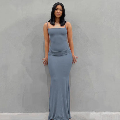 New Dresses 2025 Woman Fashion Summer Solid Colour Sexy Slim Camisole Skirts