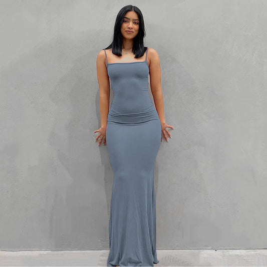 New Dresses 2025 Woman Fashion Summer Solid Colour Sexy Slim Camisole Skirts