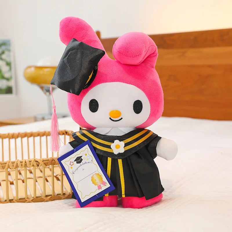 Sanrio Anime Plush 35Cm Cinnamoroll My Melody Kuromi Hello Kitty Graduation Plushie Doll Kawaii Soft Stuffed Graduation Gifts