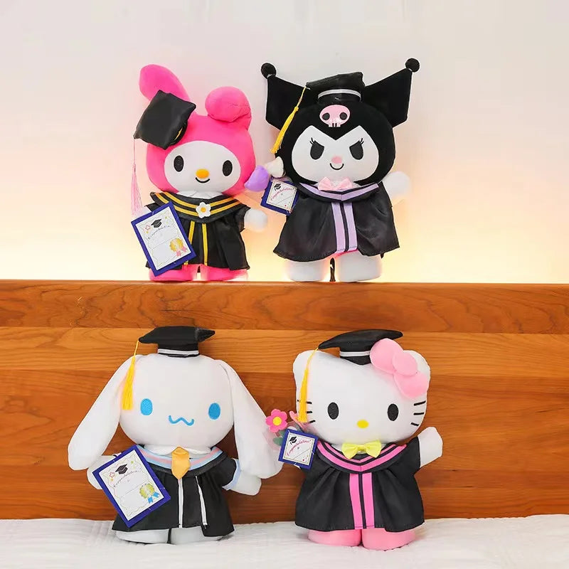 Sanrio Anime Plush 35Cm Cinnamoroll My Melody Kuromi Hello Kitty Graduation Plushie Doll Kawaii Soft Stuffed Graduation Gifts