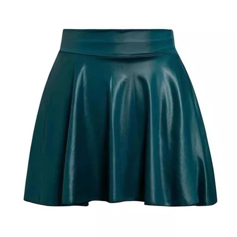 Multipurpose Elastic Mini Short Skirt Women Faux Leather Skirts High Waist for Skater Work Nightclub