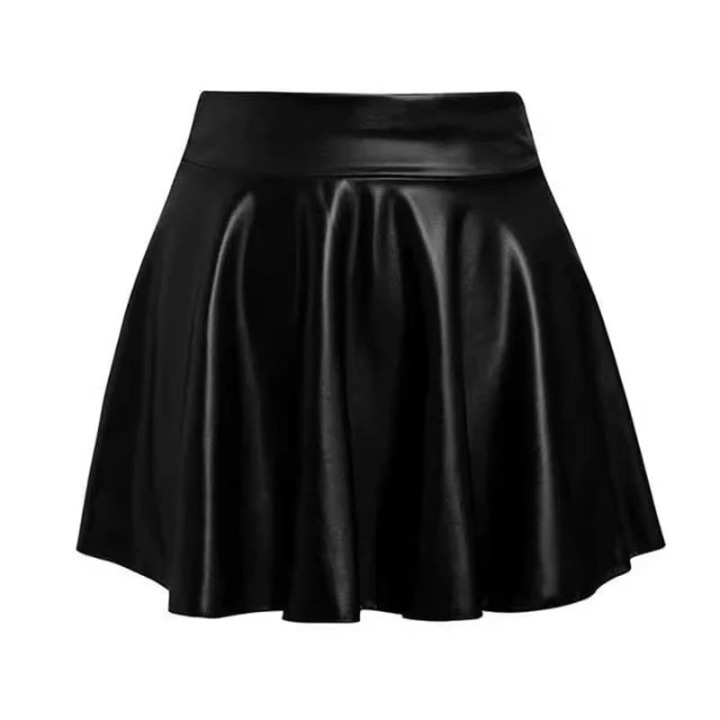 Multipurpose Elastic Mini Short Skirt Women Faux Leather Skirts High Waist for Skater Work Nightclub